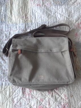 Troop London Green Cotton Canvas Messenger Bag